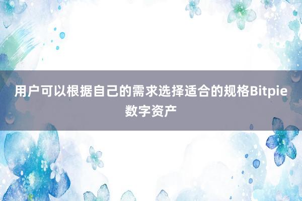 用户可以根据自己的需求选择适合的规格Bitpie数字资产